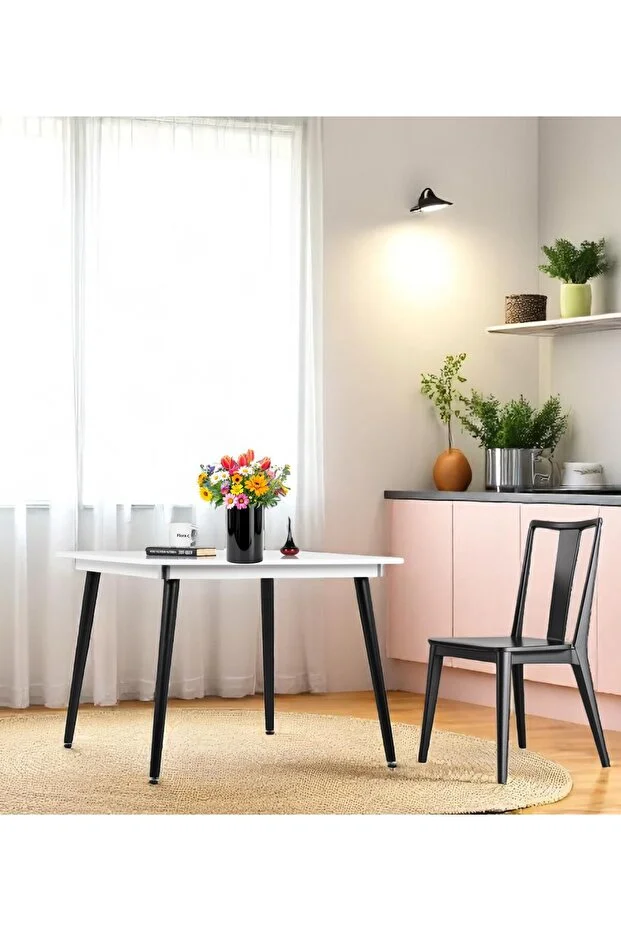 Mutfak Masası / Yemek Masası / Kare Masa/ Flora Bistro 90x90 Cm (BEYAZ)